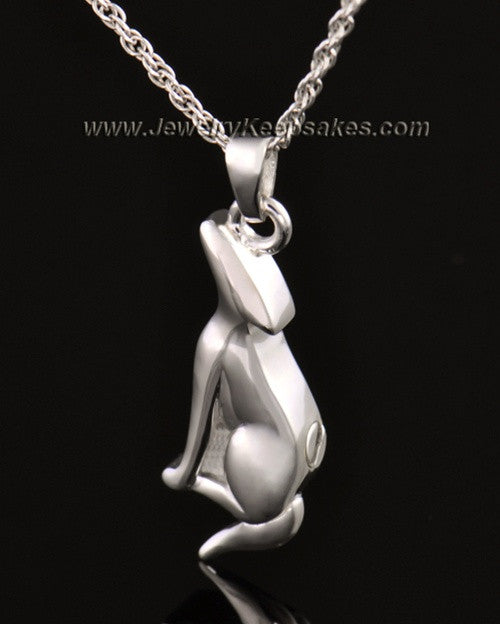 14k White Gold Delightful Dog Cremation Necklace