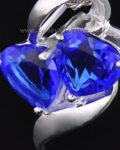 Sterling Silver Blue Hearts Entwined Cremation Necklace