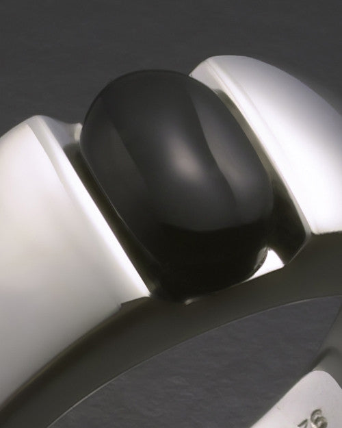 Ladies Silver Beguiling Black Onyx Cremation Ring