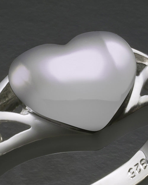 Ladies Silver Filigree Heart Cremation Ring