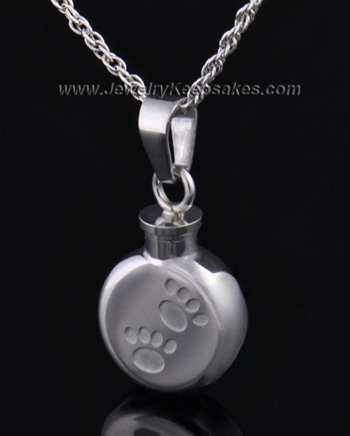 Pet Necklace Urn Stainless Steel Prancing Paws