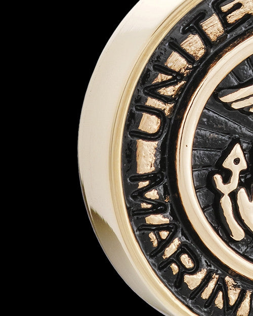 Gold Plated over Stainless Military Medallion-Marines Urn Pendant