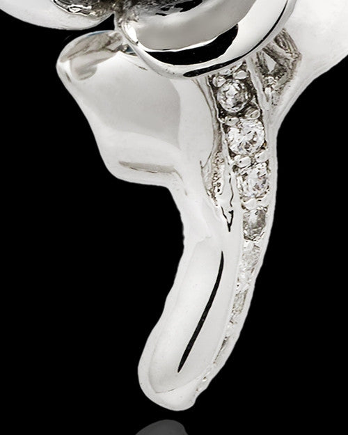 Black Plated Confident Rose Cremation Urn Pendant