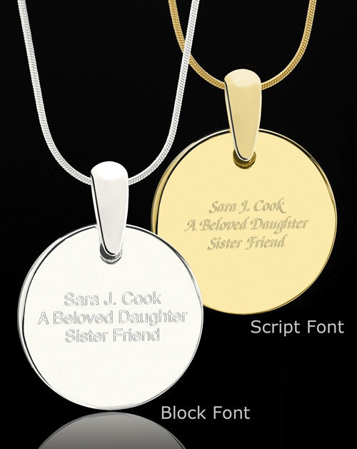 Custom Photo Engraved Round Pendant Stainless Steel With Engraving
