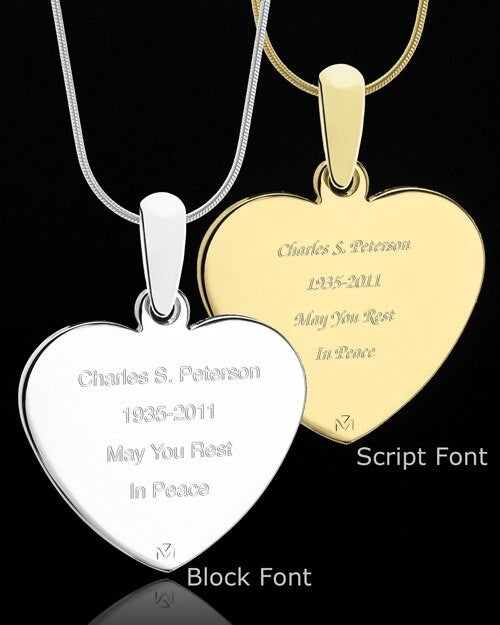 January Gold Heart Photo Engraved Pendant