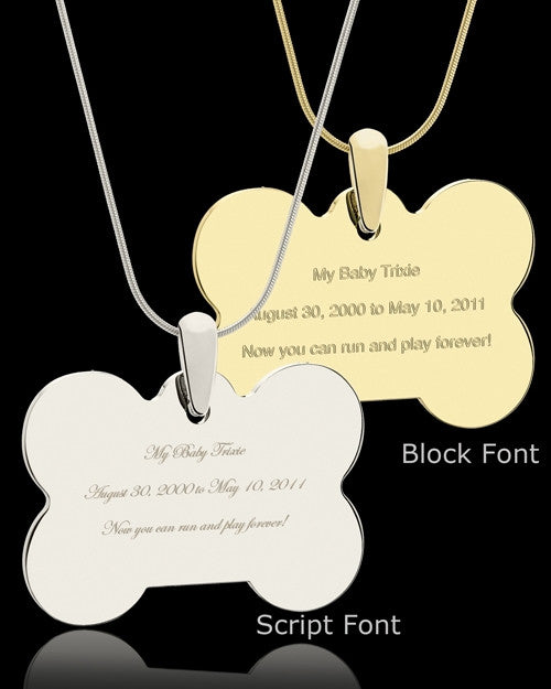 Photo Engraved Bone Pet Pendant Silver Plated