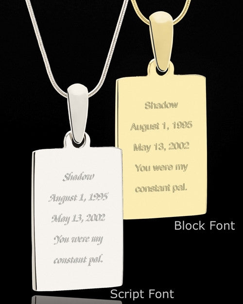 Photo Engraved Rectangle Pet Pendant Gold Plated over Stainless Steel