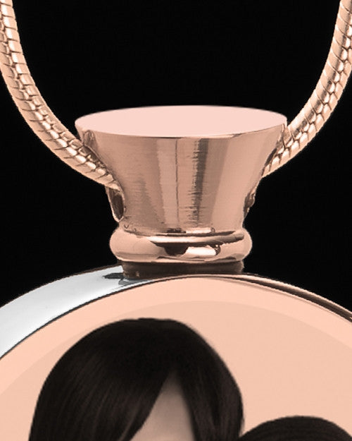 Photo Engraved Round Stainless Rose Gold Cremation Pendant