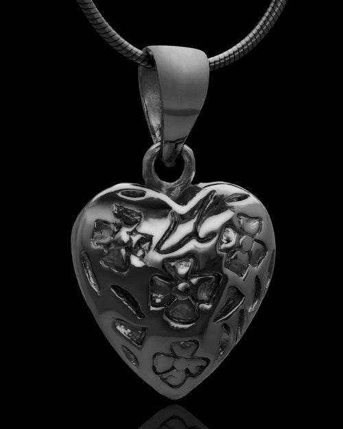 Black Plated Spooled Heart Keepsake Jewelry