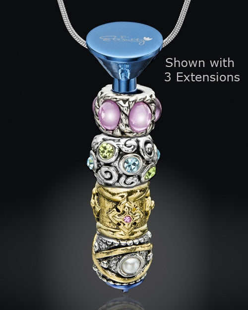 Blue Stainless Millenium Cremation Pendant with Trusting Charm