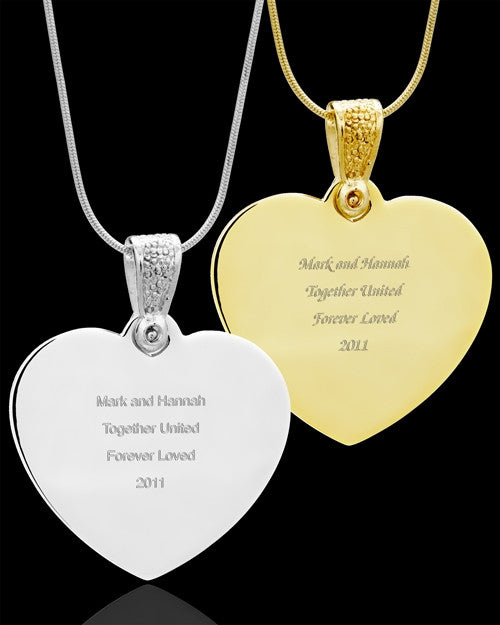 Personalized Gold-Plated Heart Photo Engraved Pendant With Gemstones
