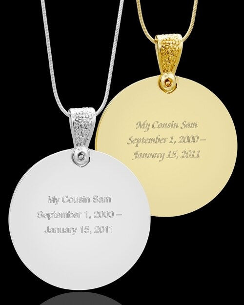 Custom Photo Engraved Pendant Necklace Gem Circle