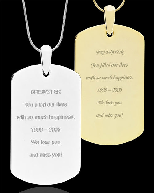 Photo Engraved Large Dog Tag Pet Pendant Gold Plated over Stainless