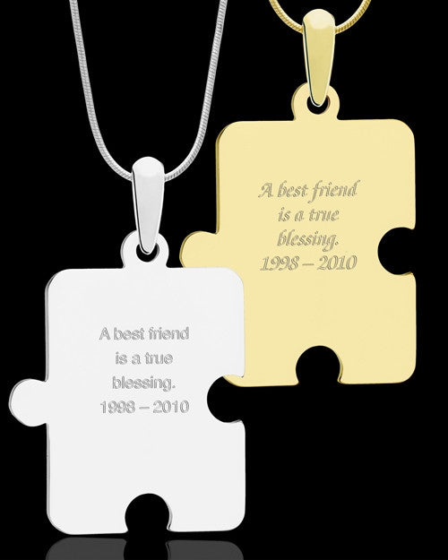 Photo Engraved Large Puzzle Pet Pendant Gold Plated