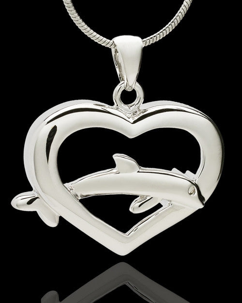Sterling Silver Leaping Love Heart Cremation Pendant