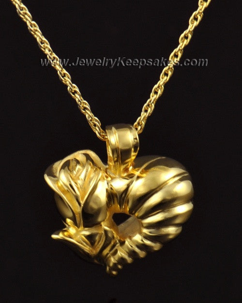 Memorial Locket 14k Gold Roses Heart Keepsake