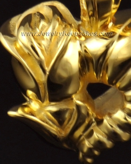 Memorial Locket 14k Gold Roses Heart Keepsake