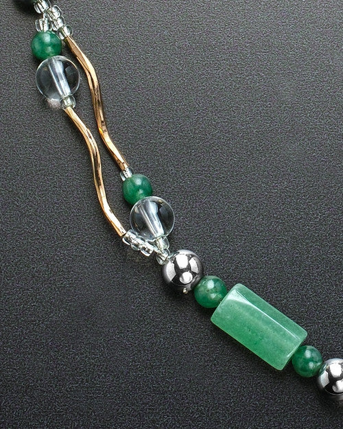 Molly Green Bead Necklace and Engraving Heart