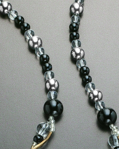 Finn Necklace Black Beaded with Stainless Steel Heart
