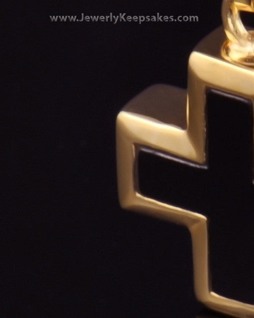 Cremation Necklace Jewelry Gold Plated Mystic Cross Keepsake