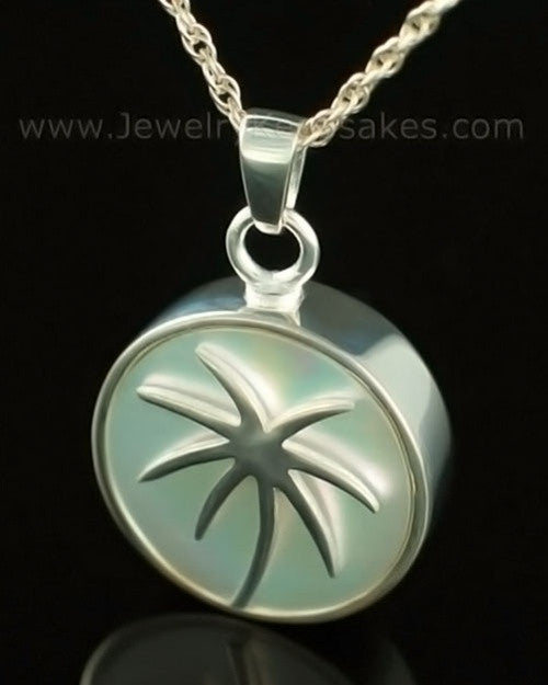 Memorial Locket 14K White Gold Tropical Keepsake