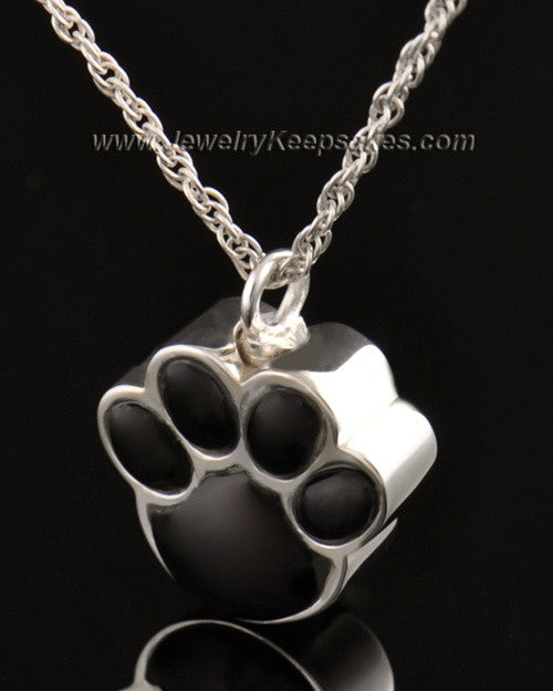 Pet Cremation Ash Jewelry 14K White Gold Muddy Paw Keepsake
