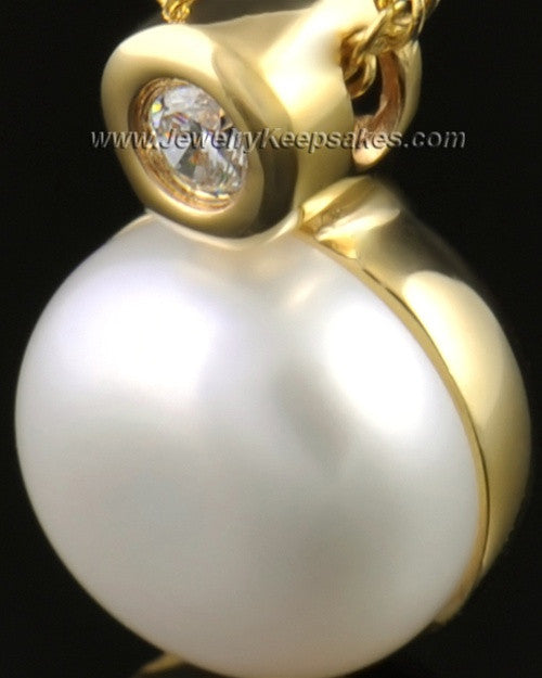 Memorial Urn Pendant 14K Gold Round Lily