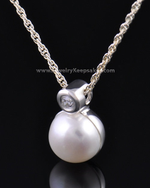 Memorial Urn Pendant Sterling Silver Round Lily