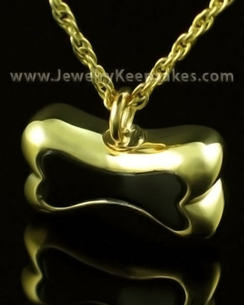 Pet Ash Urn Pendant 14K Gold Black Bone
