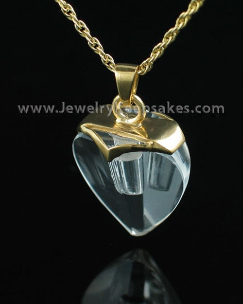 Cremains Jewelry Gold Vermeil and Crystal Heart