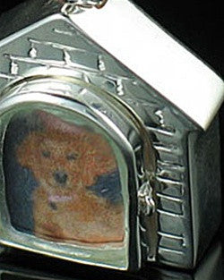 Pet Urn Jewelry Sterling Silver Dog House Keepsake
