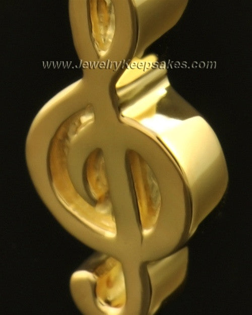 Jewelry Urn 14K Gold Music Note Keepsake