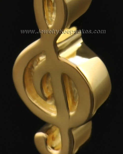 Jewelry Urn Gold Vermeil Music Note Keepsake