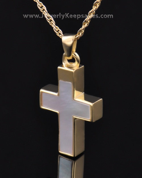 Memorial Keepsake Jewelry Gold Vermeil Pearly Cross