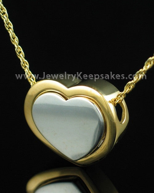 Cremation Ash Jewelry Sterling Two Tone Double Companion Heart Keepsake