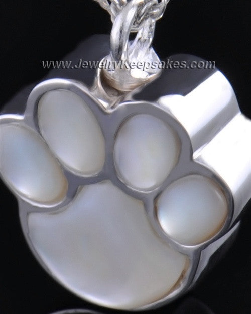 Pet Necklace Urn Sterling Silver Pearly Paw Keepsake