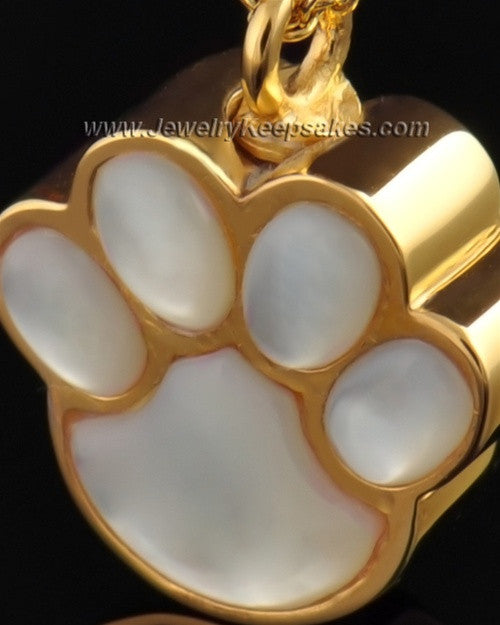 Pet Necklace Urn Gold Vermeil Pearly Paw Keepsake