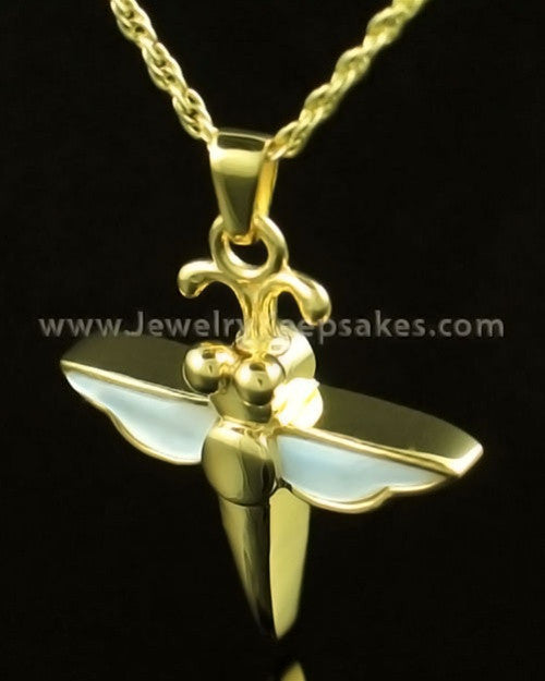 Cremation Necklace 14K Gold Dewy Dragon Keepsake