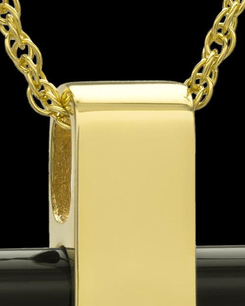 Necklace Urn 14K Gold Barred Cross Keepsake