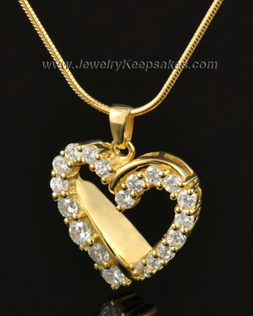 Cremation Urn Pendant 14K Gold Glimmer Heart