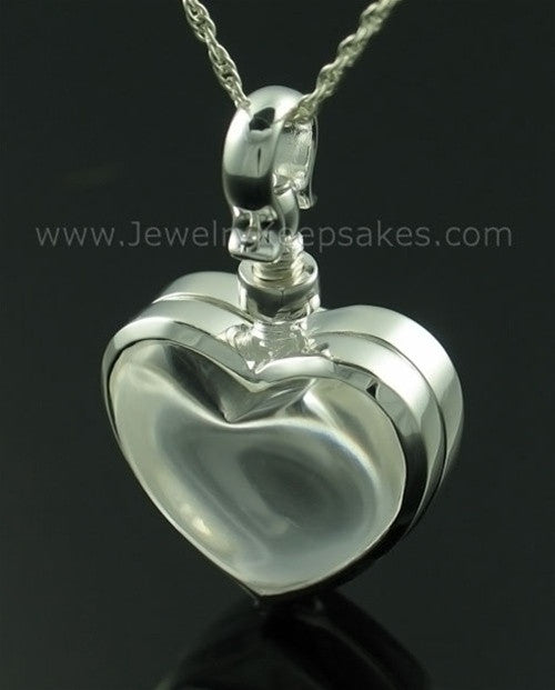 Memorial Pendant Sterling Silver Glassy Heart