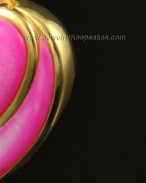 Cremation Locket 14k Gold Burgundy Heart