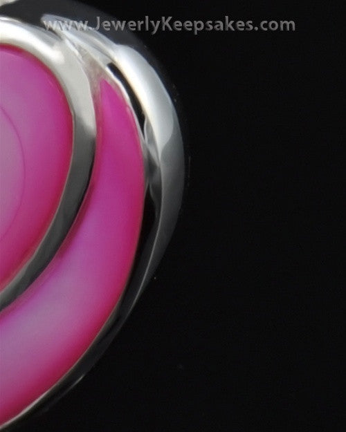 Cremation Locket Sterling Silver Burgundy Heart-Engravable
