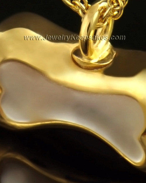 14k Gold Pet Memorial Pendant Milky Bone - Engravable