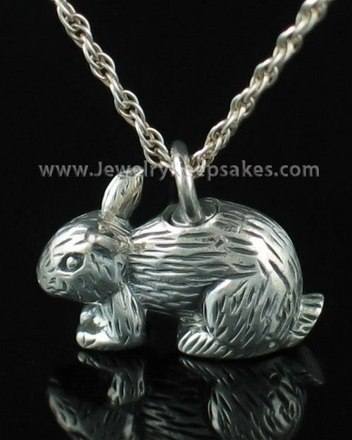 Cremation Keepsake Angora Bunny Rabbit Sterling Silver