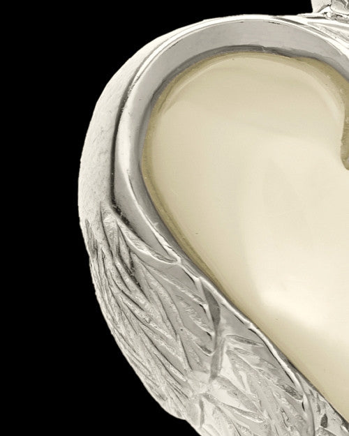 Remembrance Pendant 14k White Gold Winged Heart Keepsake