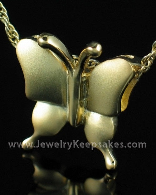 Cremation Necklace Gold Plated Butterflies Keepsake