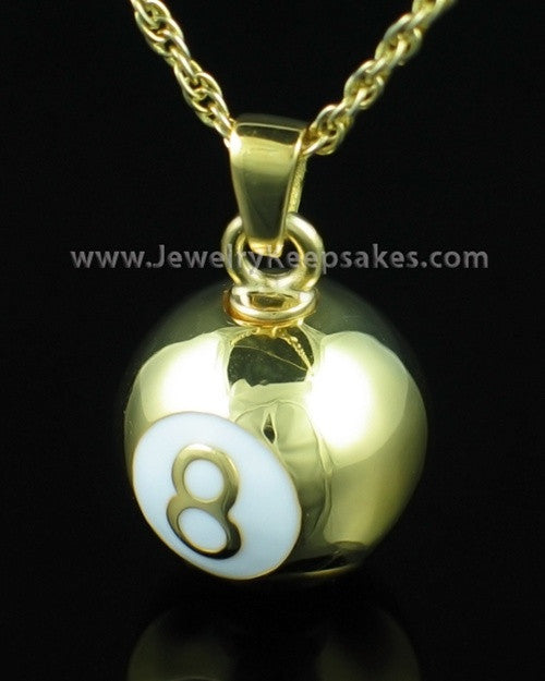 Eight Ball Keepsake Memory Pendant - Gold Plated