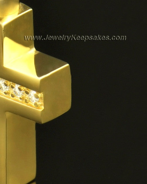 14k Gold Memorial Jewelry Dazzling Cross Keepsake