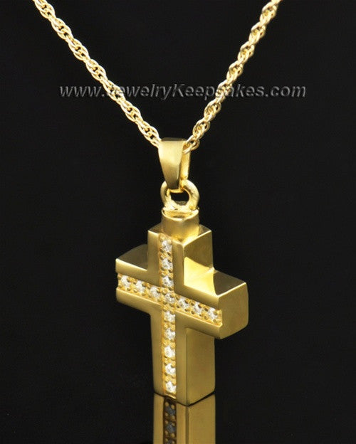 Memorial Jewelry Gold Plated Dazzling Cross Keepsake